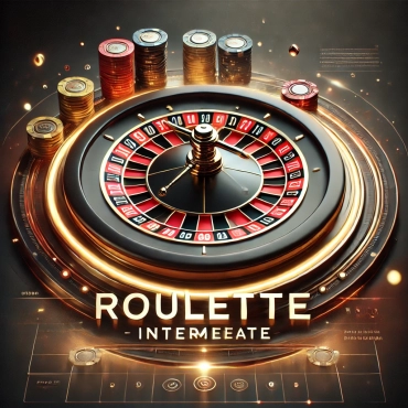 DALL·E 2025-01-21 00.27.35 - A sleek and professional product image representing 'Roulette - Intermediate' for a website. The design should feature a roulette wheel with chips and